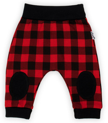 Nicol Spodnie Bawełniane Niemowlęce Kratka Rozmiar 68 Czarny - Czerwony
