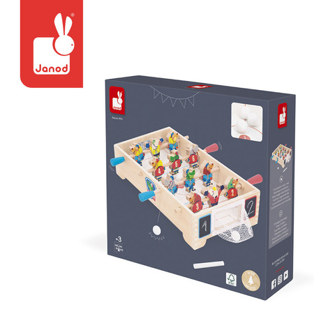 Janod Gra zręcznościowa drewniana Mini hokej Applepop 3+