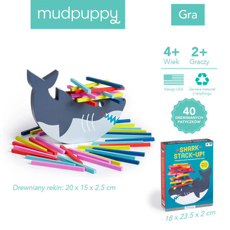 Mudpuppy Drewniana gra balansowa Rekin 4+