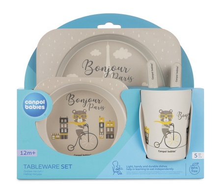Canpol Babies Bonjour Paris Zestaw Naczyń 5 Elementów Beżowy 9/227_bei