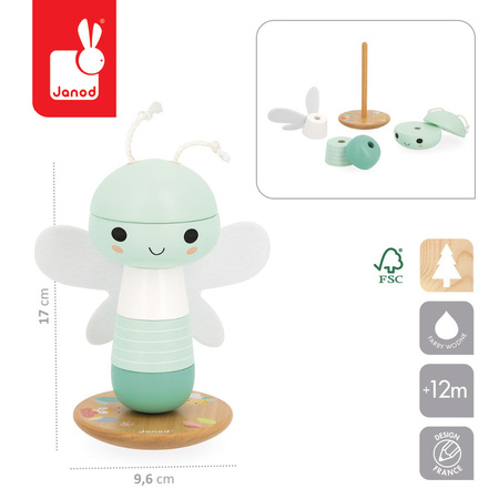 Janod Układanka piramida drewniana Ważka Pure 12 m+