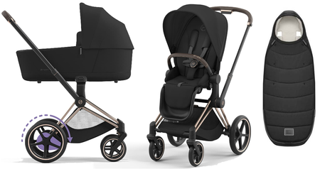 Cybex e-Priam 3.0 Wózek Głęboko-Spacerowy Sepia Black + Cybex Platinum Śpiworek