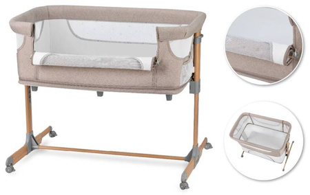 MoMi Smart Bed Łóżeczko Dostawne Kojec 4w1 Grey + Torba Transportowa