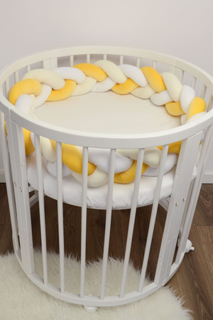 SenLove Ochraniacz do Łóżeczka Warkocz 360cm Żółto-Kremowy