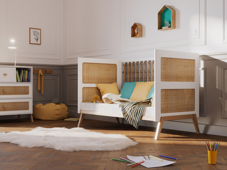 Theo Bebe Marelia Wielofunkcyjne Łóżeczko Ratanowe 70x140cm Neige