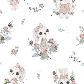 Bonjour Cherie, Bambusowy Śpiworek ŚREDNI 3-12M ROMANTYCZNY KRÓLIK