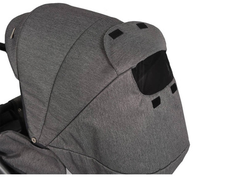 Kunert Molto Wózek Głęboko-Spacerowy 2w1 Grafit Jeans + Kwiaty Czarna Rama Koła Żelowe