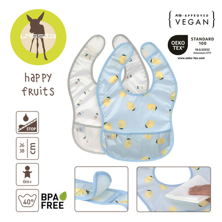 Lassig Zestaw śliniaków wodoodpornych 2szt. 6m+ Happy Fruits Lemon
