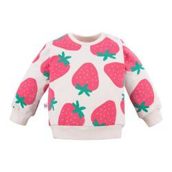 Eevi STRAWBERRY&LOVE Dziecięca Bluza Ecru w Duże Truskawki 104