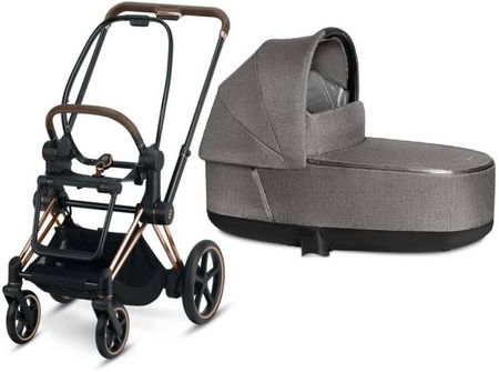 Cybex e-Priam 3.0 Rama ze Stelażem Siedziska + Gondola Wózek Głęboki Manhattan Grey Plus