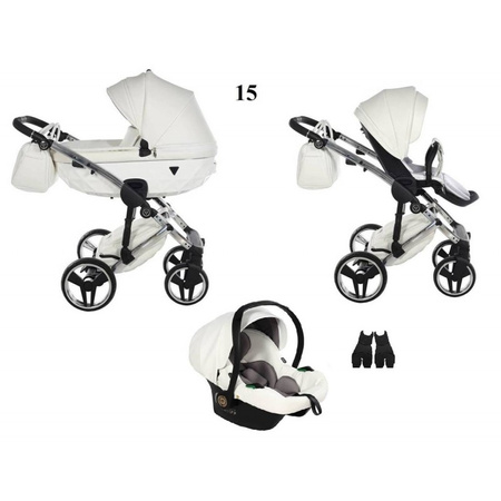 Tako Junama Fluo Individual Wózek Głęboko-Spacerowy v3 15 Biało-Srebrny