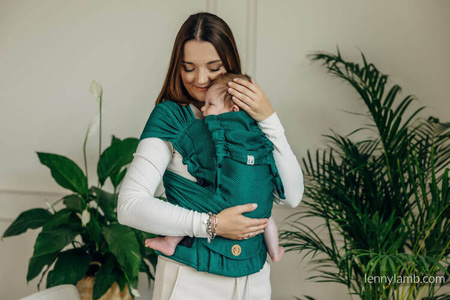 LennyLamb Nosidełko LennyHybrid Half Buckle 100% bawełna Standard Basic Line Szmaragd Splot Jodełkowy