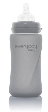 Everyday Baby, Szklana butelka ze smoczkiem M, 240 ml Szary