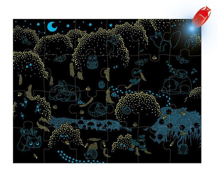 Janod Świecące puzzle z mini-lampką UV Las 24 elementy 3+