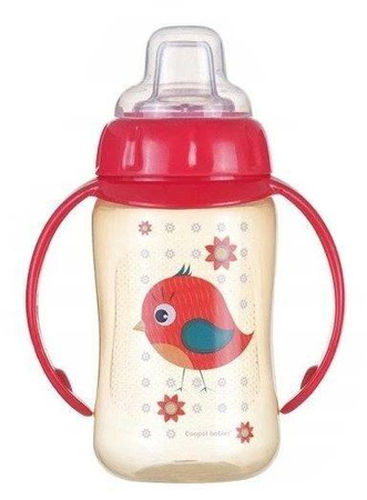 Canpol Babies Cute Animals Kubek treningowy z silikonowym ustnikiem 320ml - 56/512_red Czerwony Ptaszek