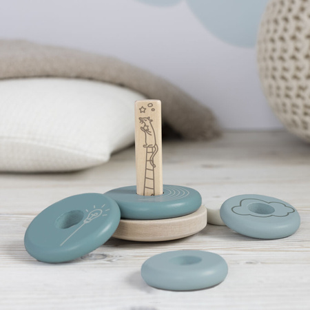 Micki Drewniana Układanka Piramida Niebieska