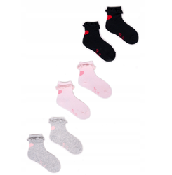 Yo! Skarpety Dziewczęce Bawełniane Z Falbanką 3 Pak Rozmiar 27-30 