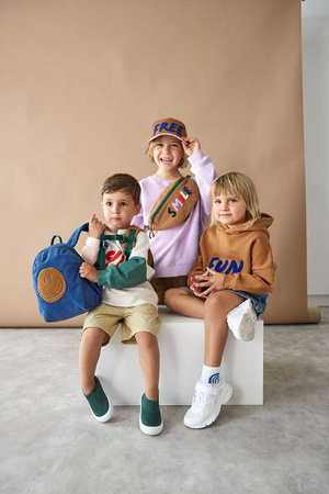 Lassig Bluza z kapturem z bawełny organicznej GOTS Little Gang Fun caramel 4-6 lat