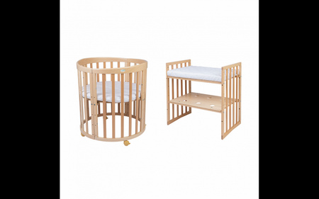 Waldin Łóżeczko Dziecięce Owalne 7w1 z Materacem Natural