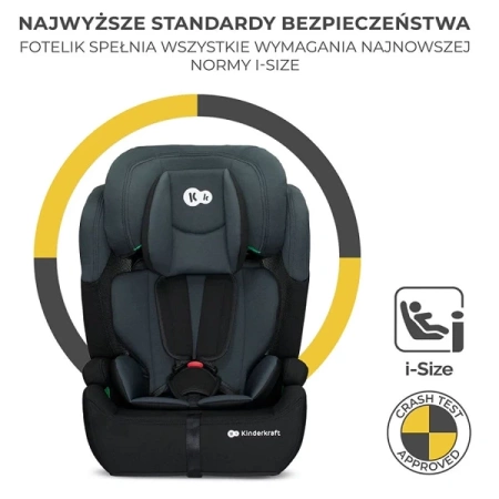 Kinderkraft Comfort Up I-Size Fotelik Samochodowy 9-36 kg Czarny