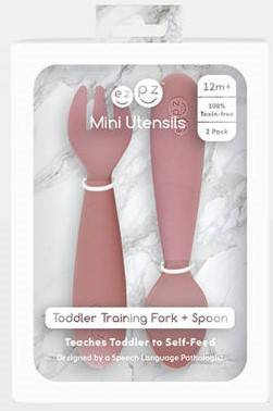 EZPZ Komplet Silikonowych Sztućców Mini Utensils Pastelowy Róż