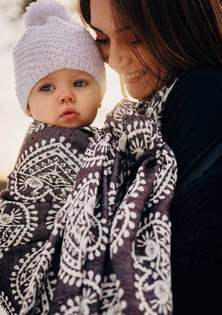 LennyLamb Żakardowa Chusta Do Noszenia Dzieci 74%Bawełna 26% Jedwab FOLKOWE SERCA NOSTALGIA rozm M