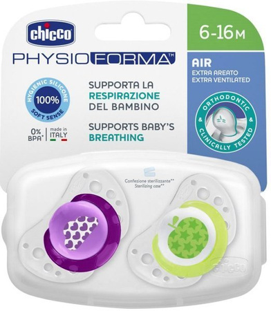 Chicco Physioforma Air Smoczek Uspokajający Silikonowy 6-16M+ 2Szt. Różowy