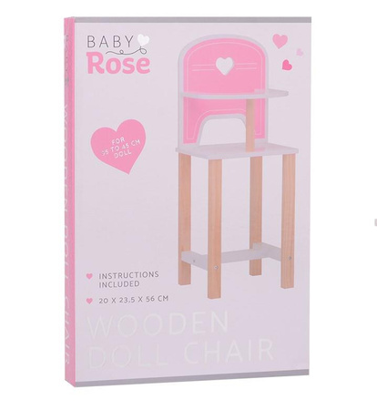 Joueco Drewniane krzesełko Baby Rose dla lalek 35-45 cm