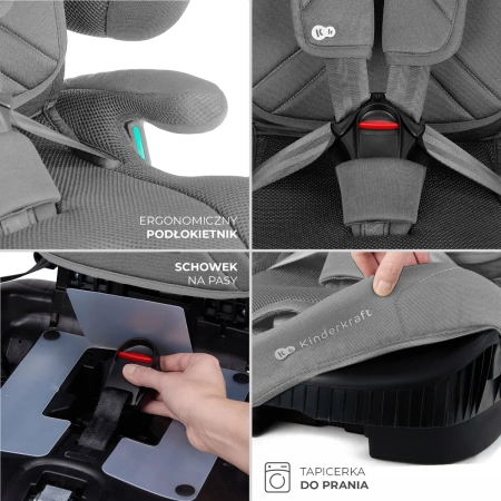 Kinderkraft FIX2GO Fotelik Samochodowy 9-36 kg Szary