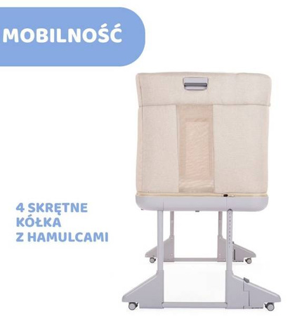 Chicco Next2Me Forever Łóżeczko Dostawne 3w1 do 22kg Ash Grey + Prześcieradło 2szt Pink Pois