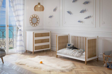 Theo Bebe Oceania Łóżeczko Ratanowe 60x120cm Neige