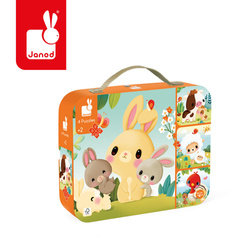 Janod Puzzle progresywne w walizce Zwierzątka na farmie 4 układanki – 6, 9, 12 i 16 elementów 2+