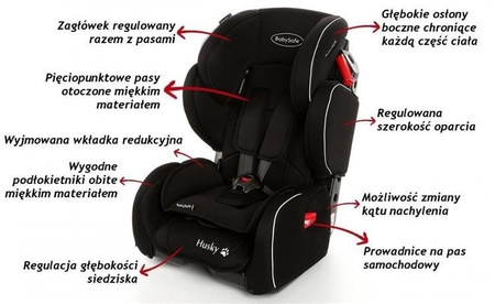 Babysafe Husky Fotelik Samochodowy 9-36kg Grey