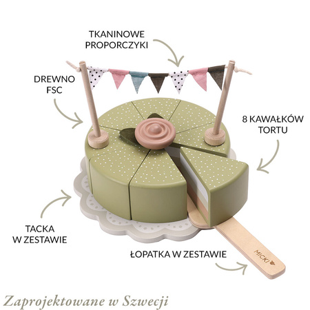 Micki Drewniany Tort Układanka Klocki dla Dzieci