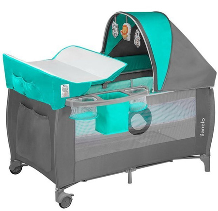 Lionelo Sven Plus Łóżeczko Turystyczne Turquoise Grey