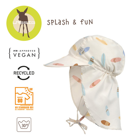 Lassig Czapka z filtrem UV80 z daszkiem i osłoną karku Splash & Fun Deski surfingowe sea salt, rozm. 50/51