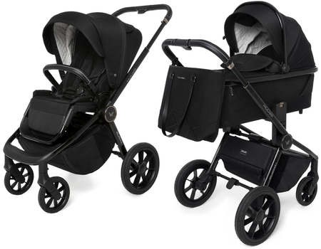 Muuvo Quick SE 2 Wózek Głęboko-Spacerowy Chromium Black + Cybex Aton B2 i-Size Fotelik Samochodowy 0-13kg + Baza One Volcano Black