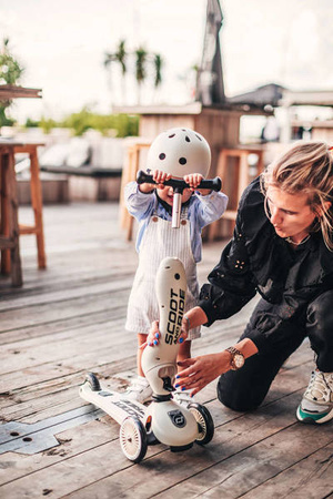 Scootandride Highwaykick 1 Jeździk i Hulajnoga 2w1 1-5 lat + Zestaw Ochraniaczy dla Dzieci XXS Ash