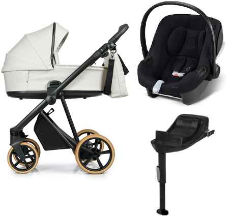 Roan Ivi 2.0 Vintage Wózek Głęboko-Spacerowy Marzipan + Cybex Aton B2 i-Size Fotelik Samochodowy 0-13kg + Baza One Volcano Black