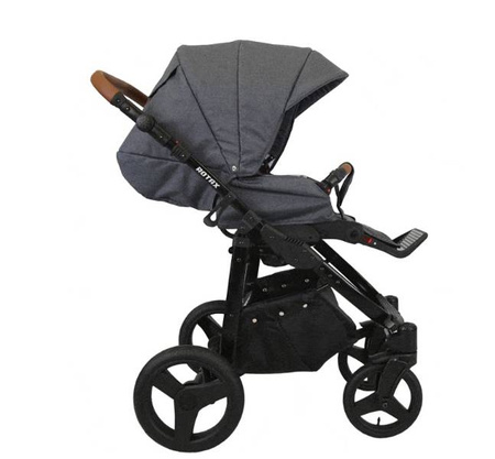 Kunert Rotax Wózek Głęboko-Spacerowy Szary Len + Pomarańcz Biała Rama Koła Żelowe