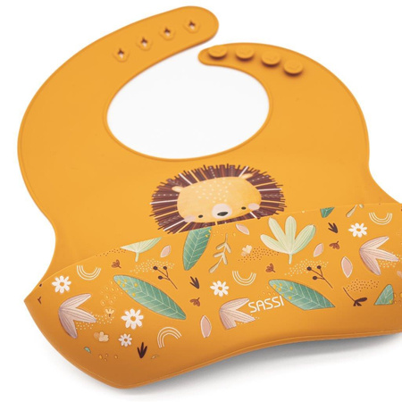 Sassi Śliniak silikonowy z kieszonką Lew