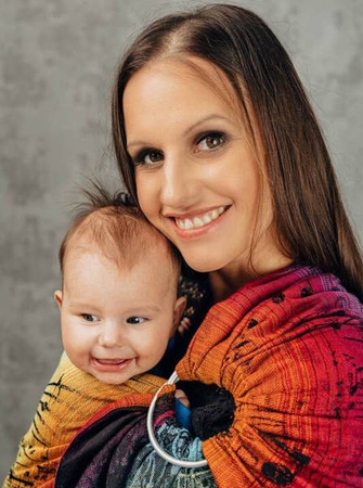 LennyLamb Chusta Kółkowa Splot Żakardowy Noszenia Dzieci Symfonia Tęczowa Dark 1,8m 100% Bawełna