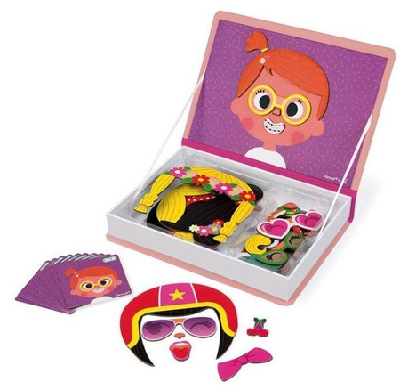 Janod Magnetibook Magnetyczna Układanka Śmieszne Buzie Dziewczynka