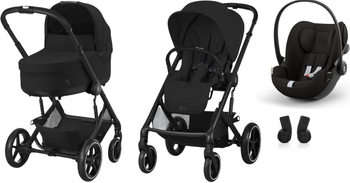 Cybex Balios S Lux 2.0 Wózek Głęboko-Spacerowy Moon Black + Cybex Cloud G I - Size Fotelik Samochodowy 0-13 kg + Adaptery