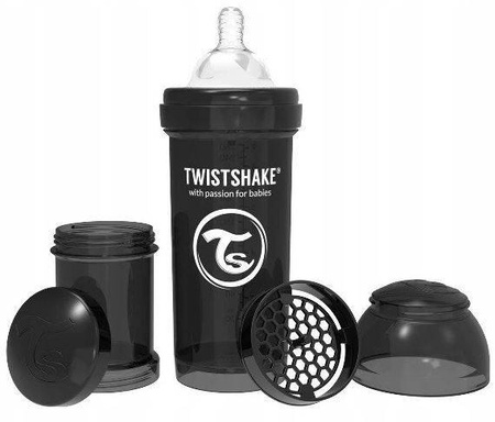 TwistShake Butelka Antylkolkowa 260 ml 2m+ Black