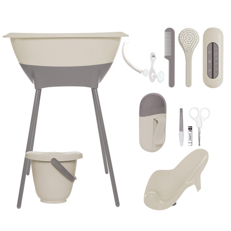 Luma Zestaw Kąpielowy 8 Elementów Wanienka i Akcesoria Almond