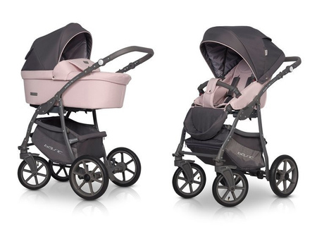 Riko Basic Pastel Wózek Głęboko-Spacerowy 2w1 Powder Pink