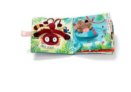 LILLIPUTIENS Książeczka z mini-pacynką na palec wielofunkcyjna "Buziaki dla Cezara" Niedźwiadek Cesar 12 m +