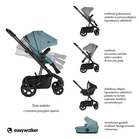 Easywalker Harvey 2 Wózek głęboko-spacerowy (zawiera stelaż, siedzisko z budką i pałąkiem) Ocean Blue