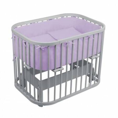 Waldin Łóżeczko 5w1 z Kołyską i Wyposażeniem Szare + Fioletowe Dodatki